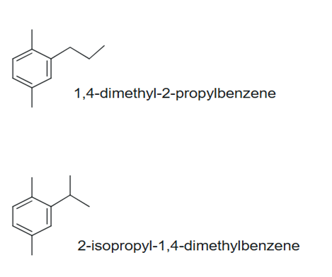 The Reaction Products: 1,4-dimethyl-2-propylbenzene and 2-isopropyl-1,4-diimethylbenzene